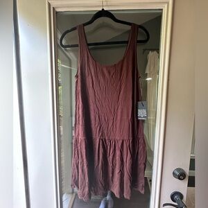Michael Lauren Duff Tank Tiered Mini Dress Chocolate Brown Size L NWT
